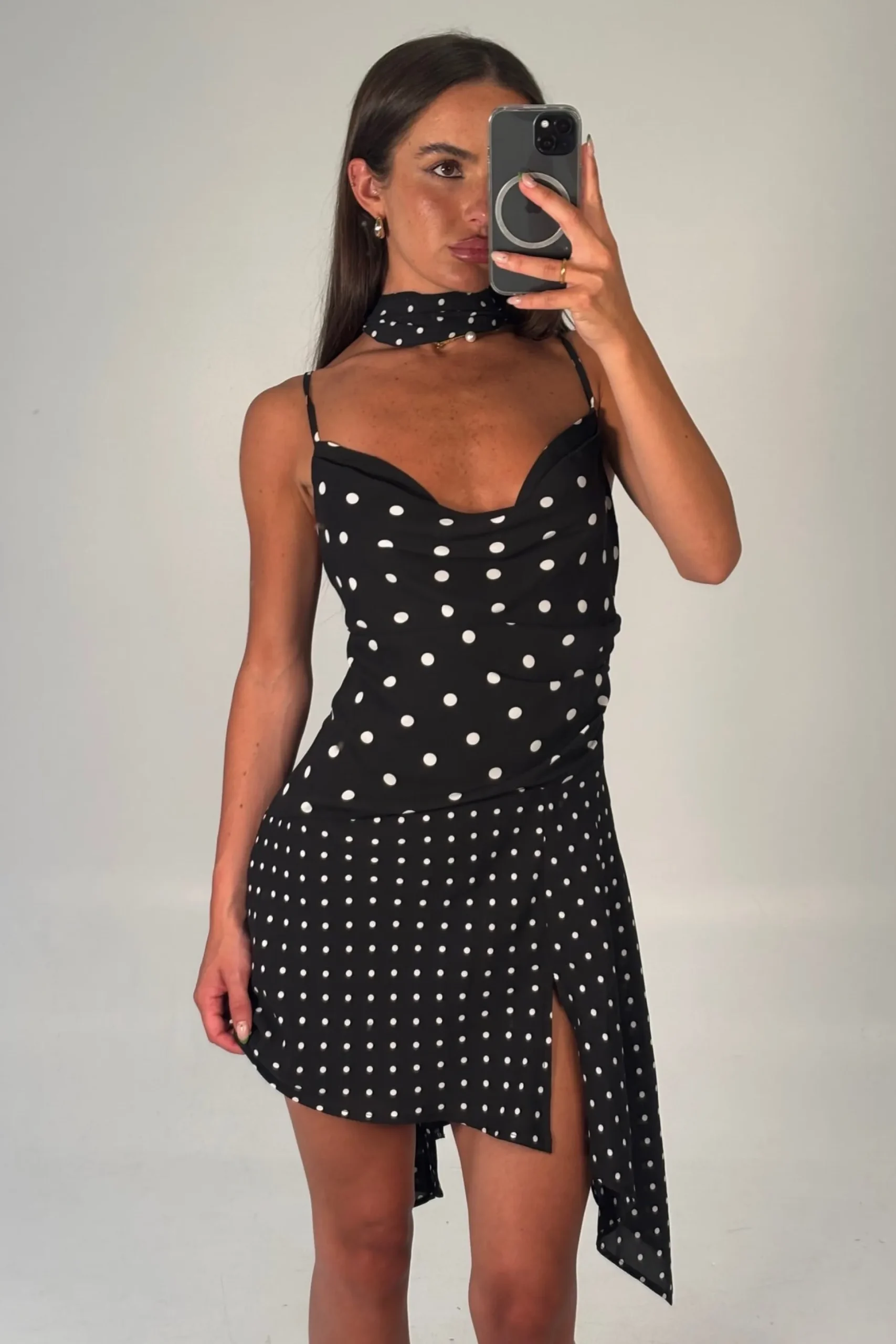 Alora Scoop Dress Black Polka