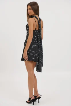 Alora Scoop Dress Black Polka