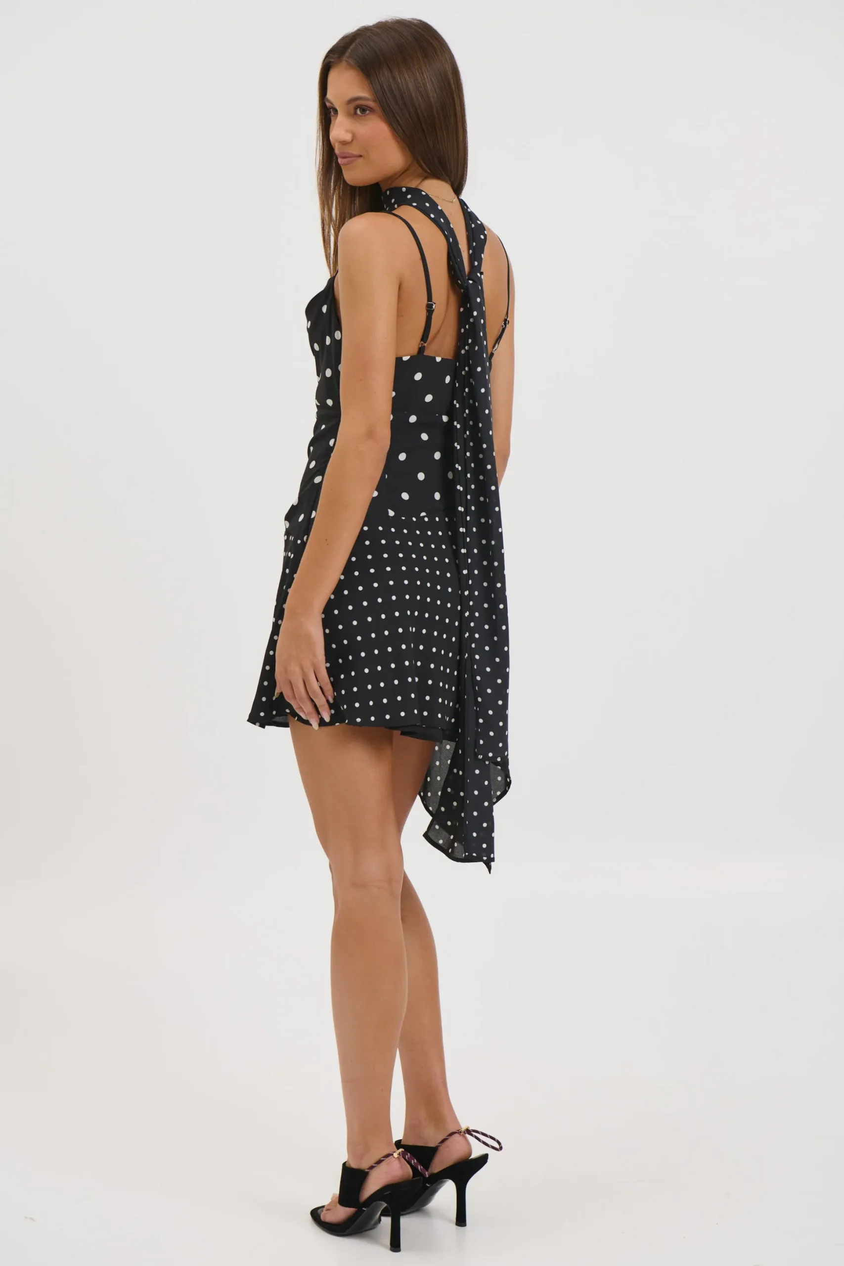 Alora Scoop Dress Black Polka