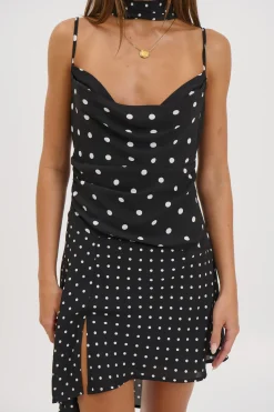 Alora Scoop Dress Black Polka