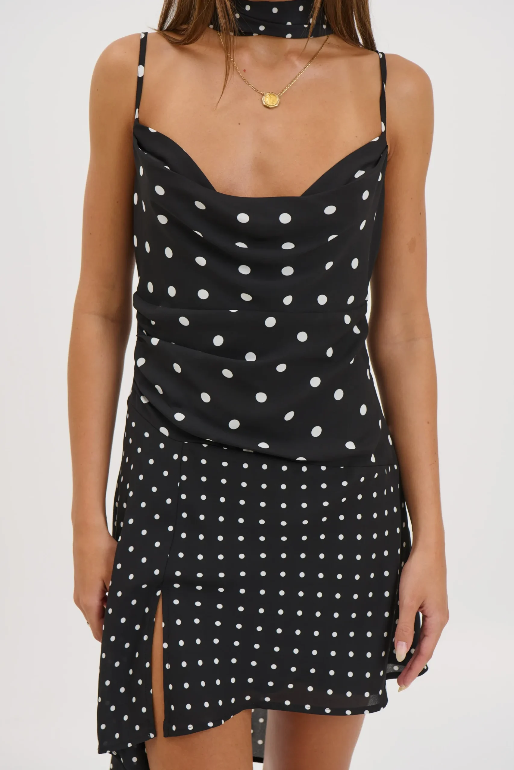 Alora Scoop Dress Black Polka