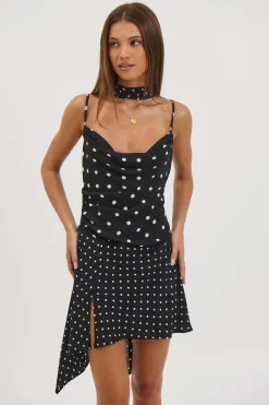 Alora Scoop Dress Black Polka