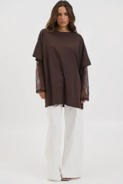Amanda Lace Tee Dark Chocolate