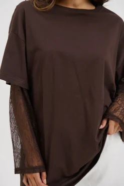 Amanda Lace Tee Dark Chocolate