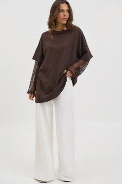 Amanda Lace Tee Dark Chocolate