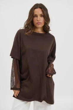 Amanda Lace Tee Dark Chocolate