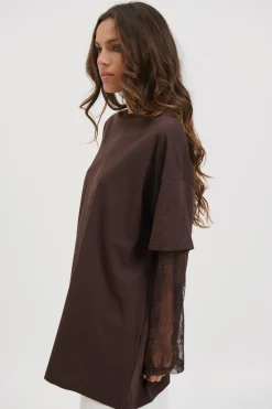 Amanda Lace Tee Dark Chocolate