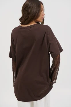 Amanda Lace Tee Dark Chocolate