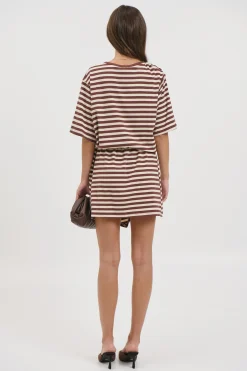Anastasia Tee Dress Chocolate Stripe