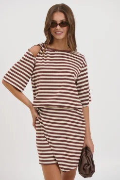 Anastasia Tee Dress Chocolate Stripe