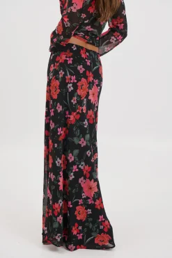 Angie Maxi Skirt Black Floral