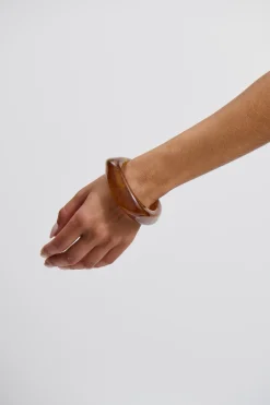Angular Cuff Bangle Brown