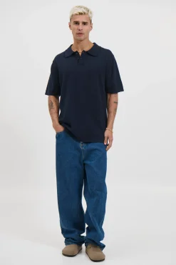 Archie Fitted Polo Navy