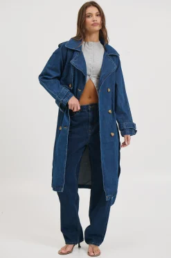 Ashley Trench Coat Dark Denim