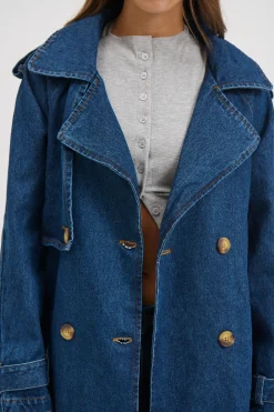 Ashley Trench Coat Dark Denim