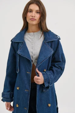 Ashley Trench Coat Dark Denim
