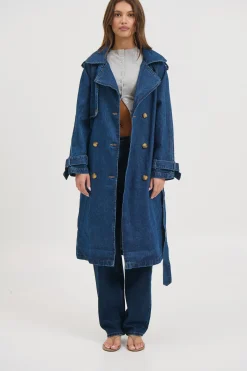 Ashley Trench Coat Dark Denim