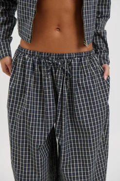 Aura Pant Navy Lemon Plaid