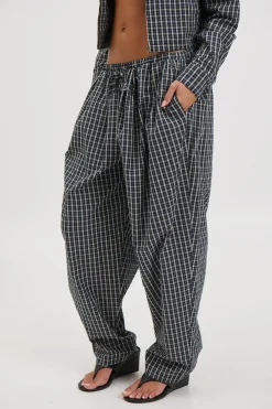 Aura Pant Navy Lemon Plaid