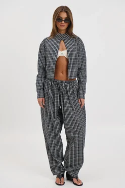 Aura Pant Navy Lemon Plaid