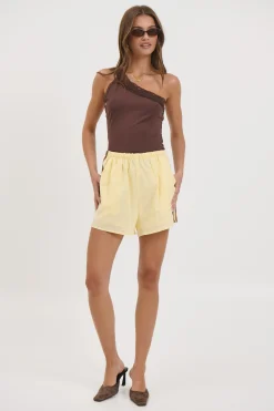 Bek Lace Trim Top Chocolate