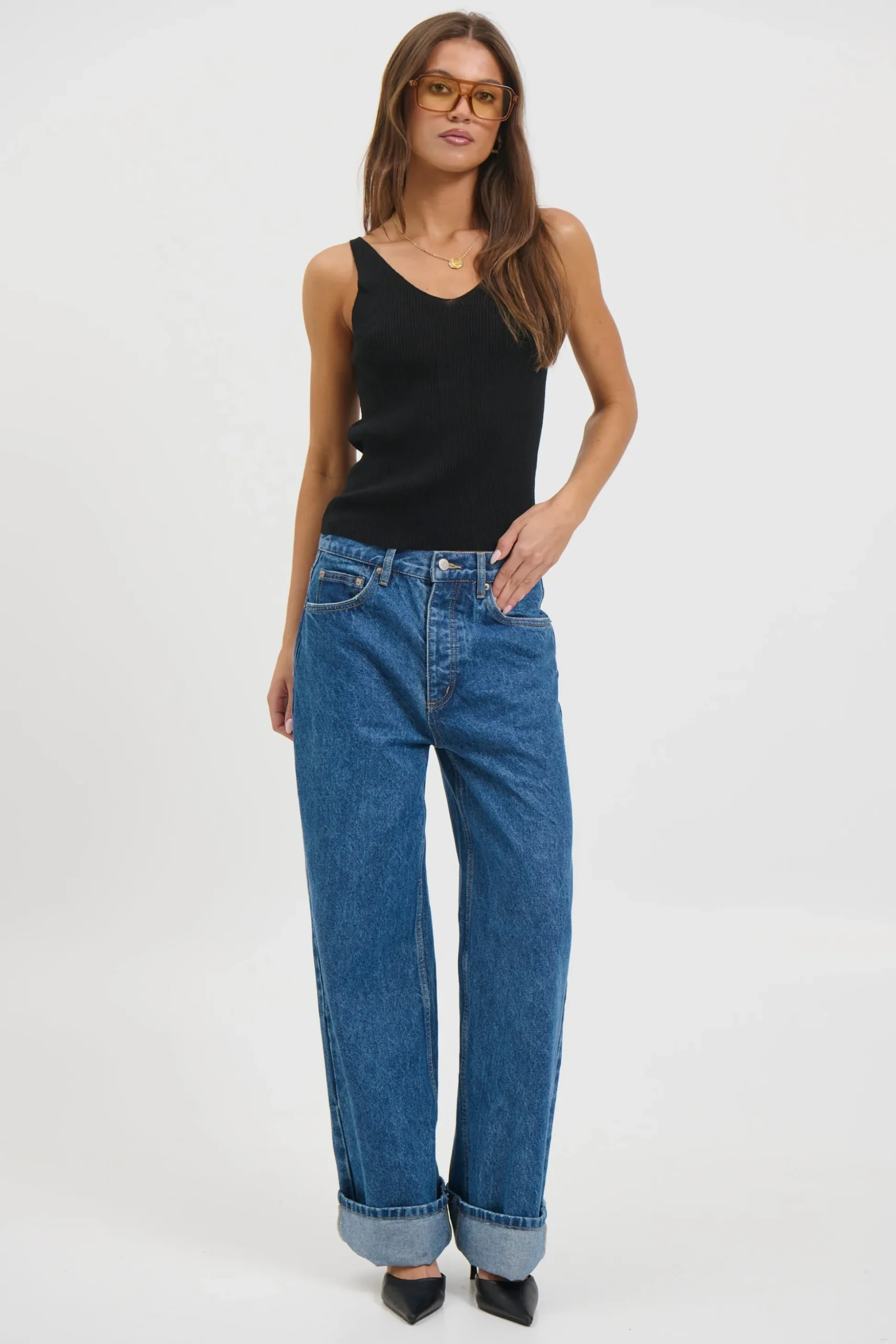 Belinda Ribbed Top Black