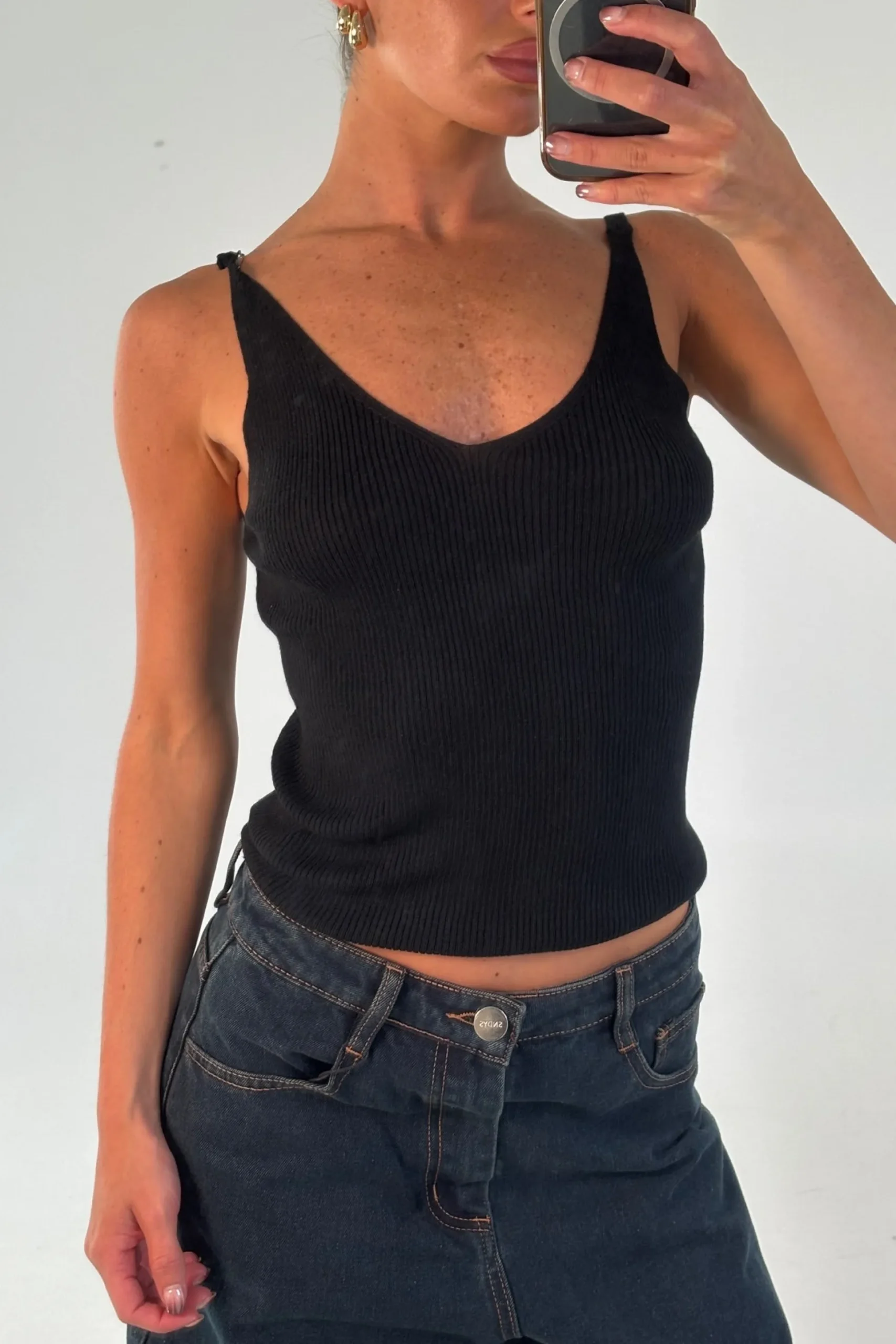 Belinda Ribbed Top Black