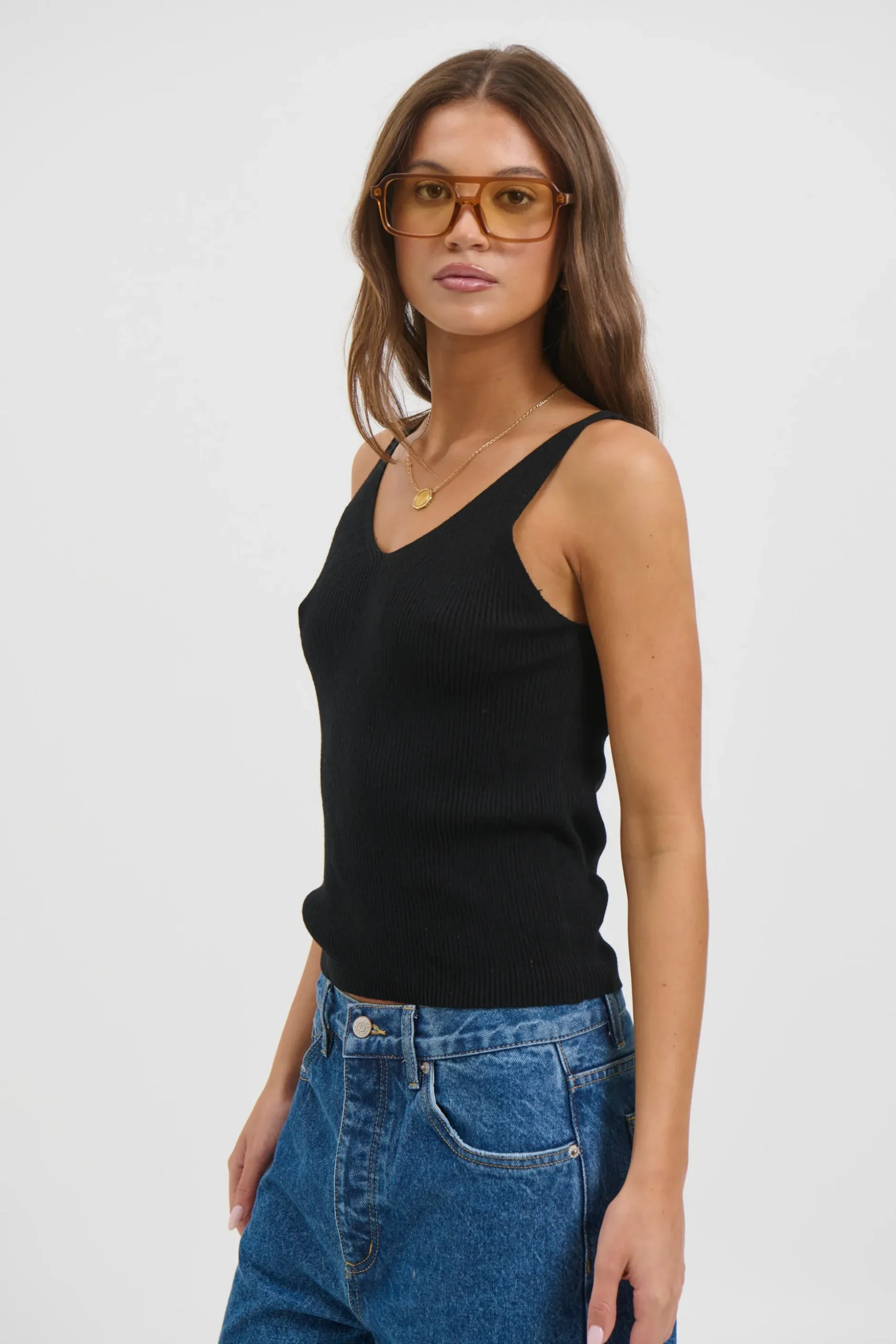 Belinda Ribbed Top Black