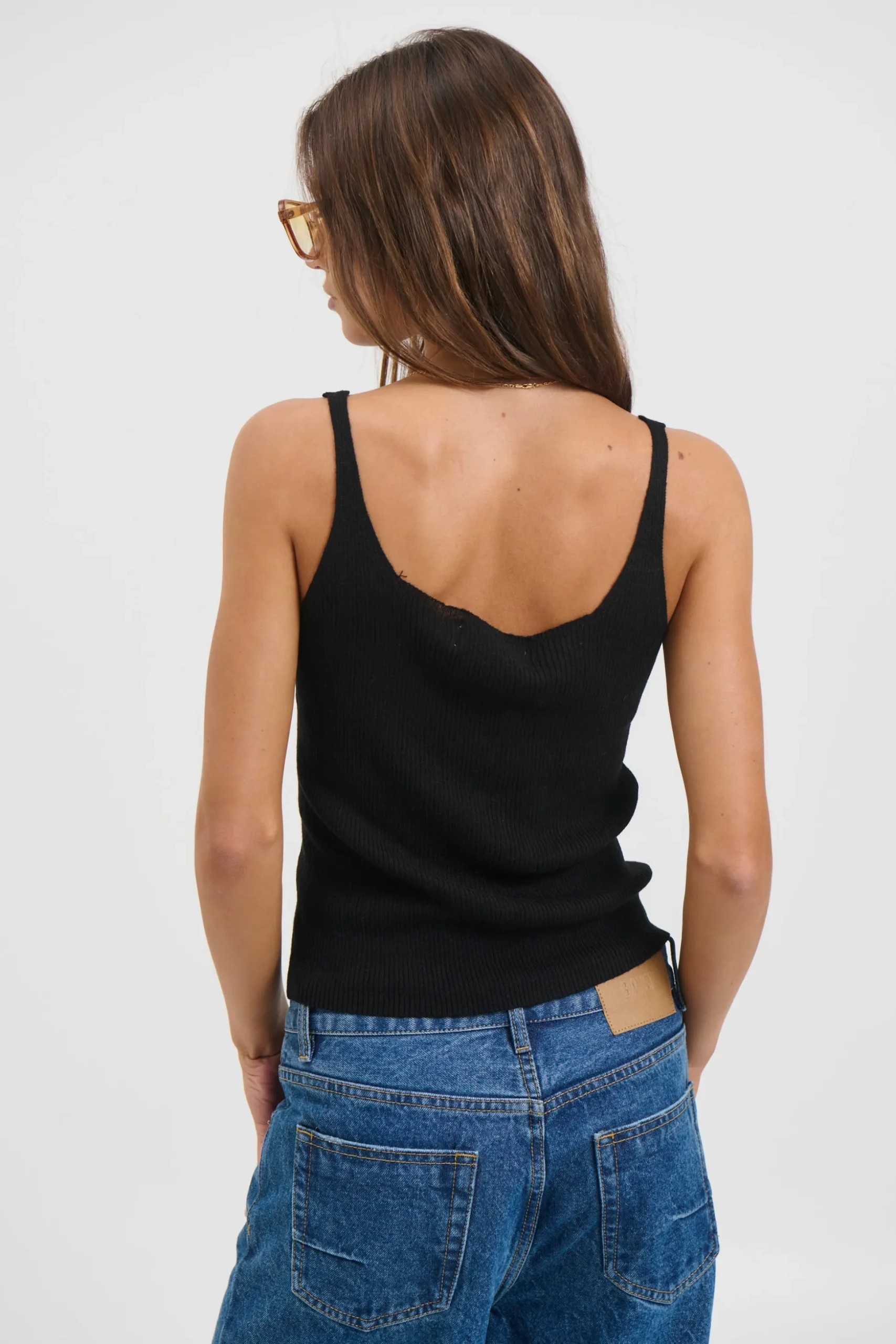 Belinda Ribbed Top Black