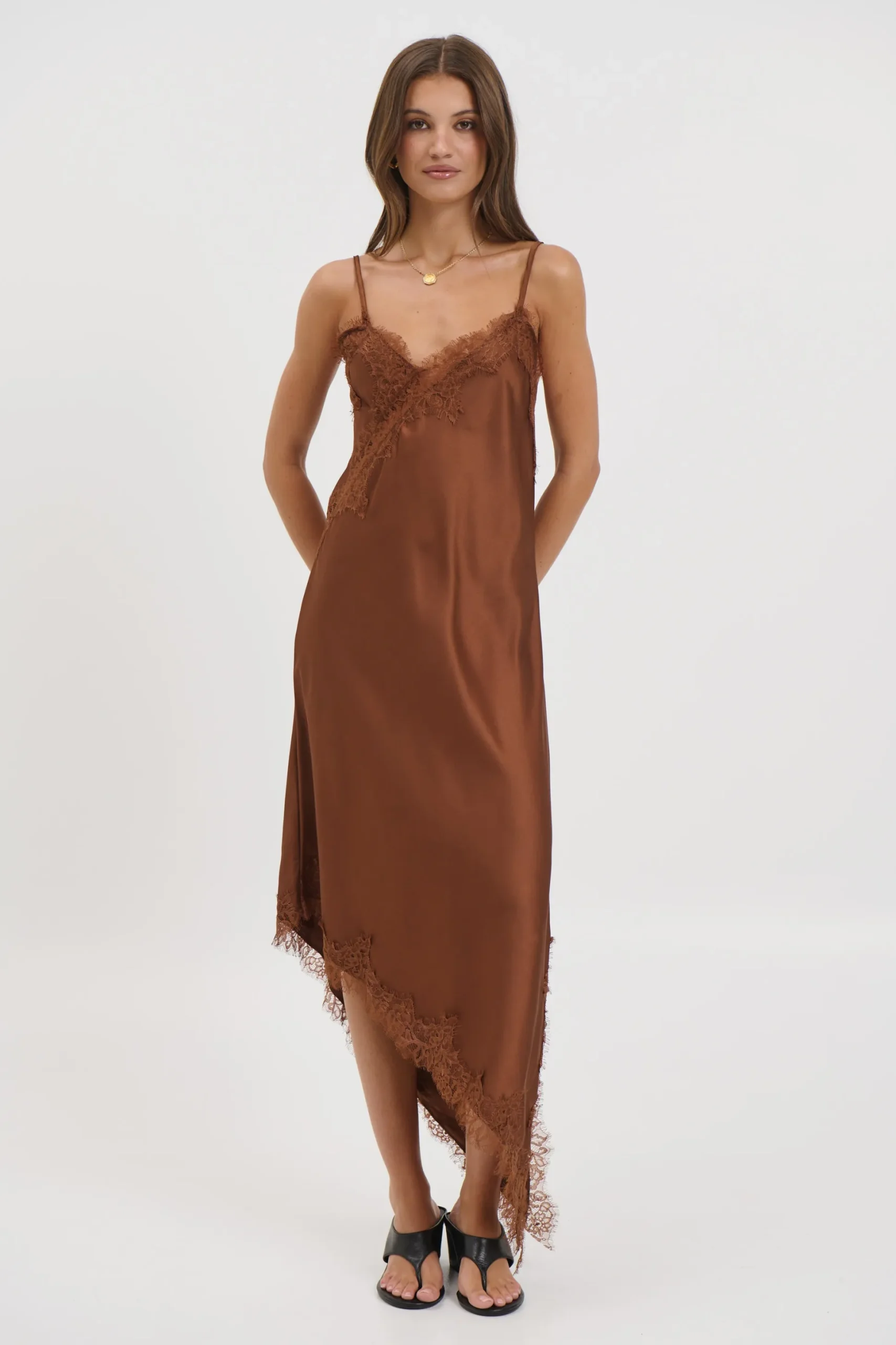Blair Lace Midi Dress Chocolate