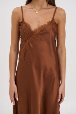 Blair Lace Midi Dress Chocolate