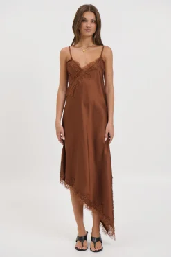 Blair Lace Midi Dress Chocolate