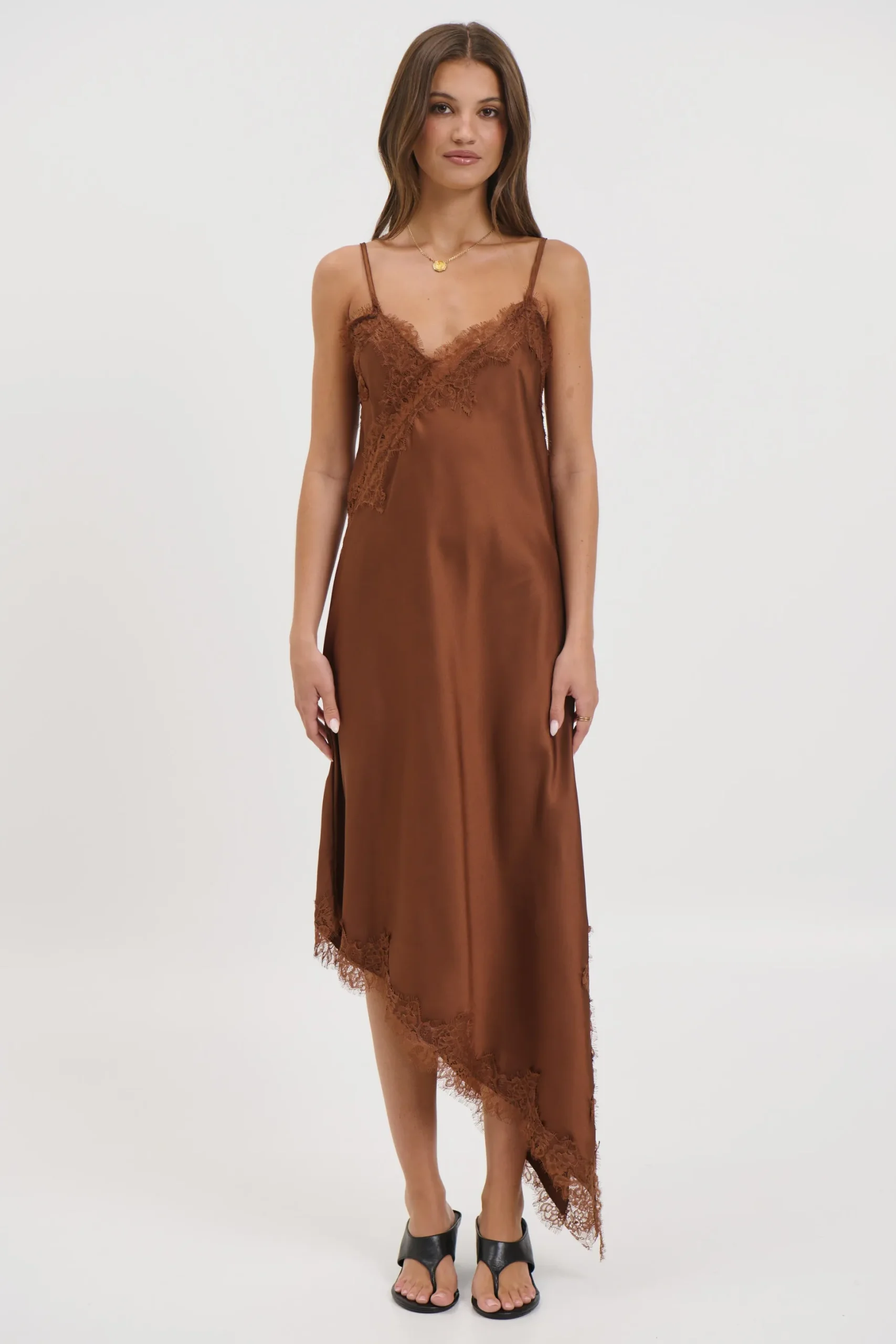 Blair Lace Midi Dress Chocolate