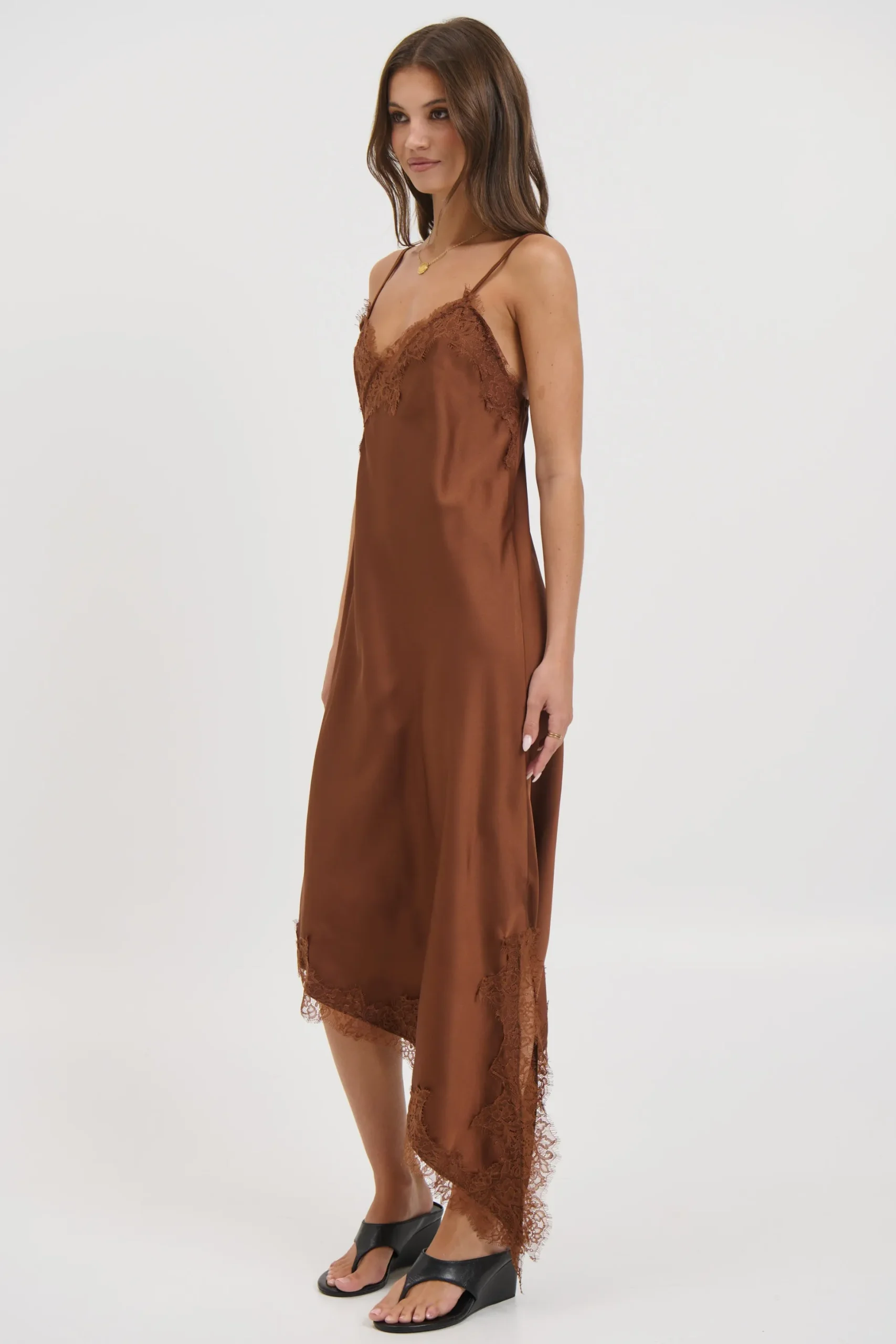 Blair Lace Midi Dress Chocolate