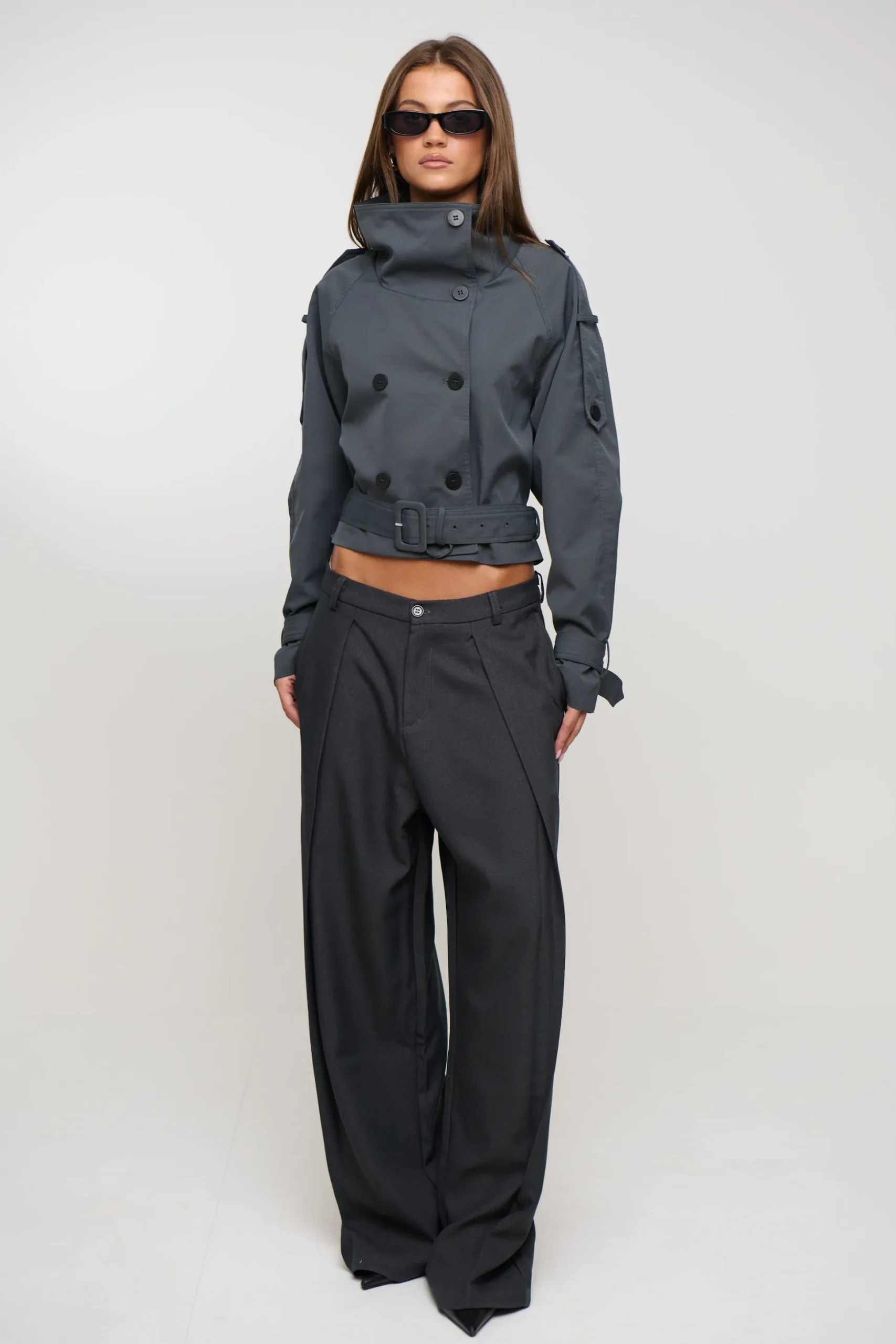 Blanc Cropped Trench Olive