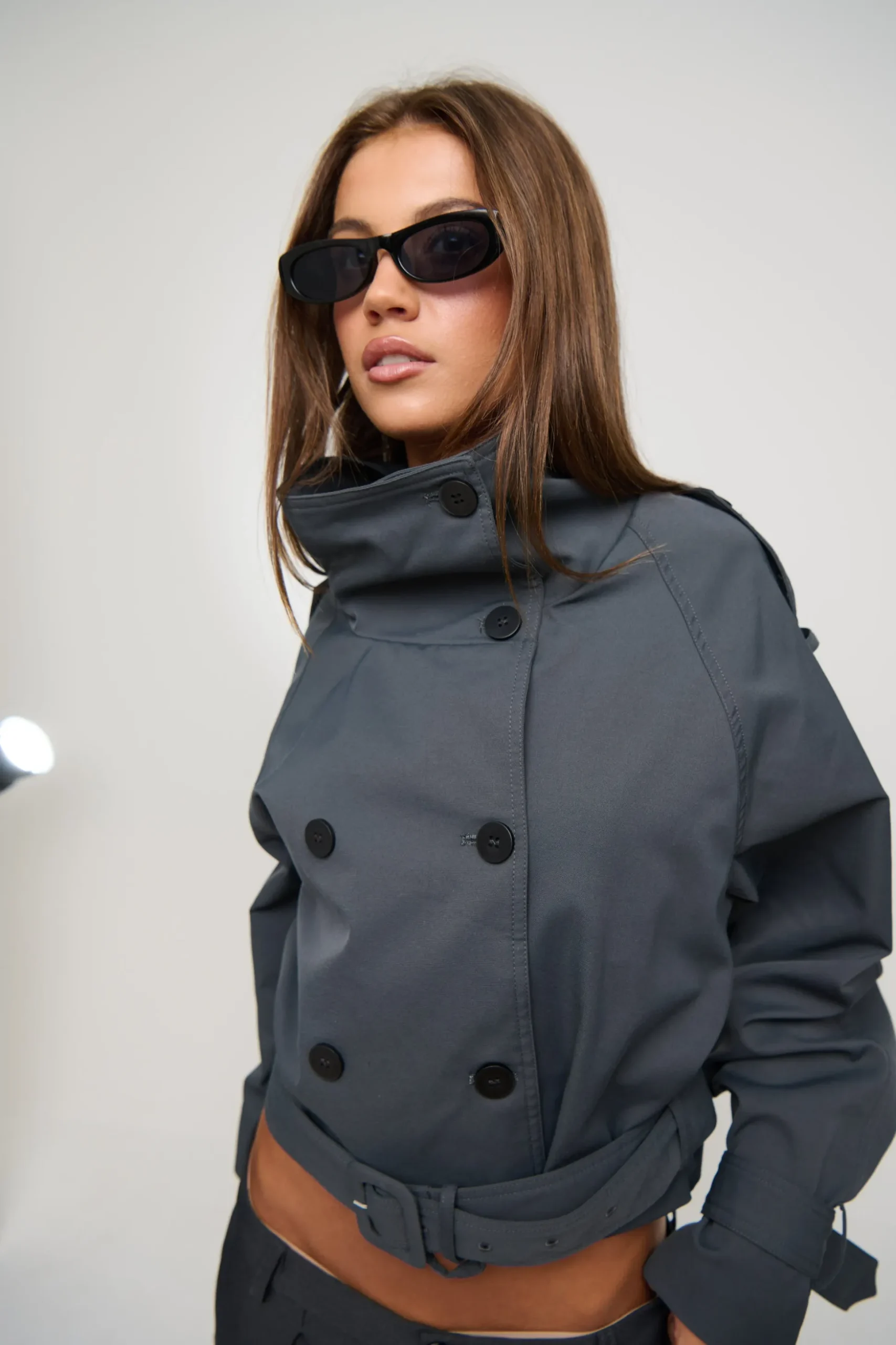 Blanc Cropped Trench Olive