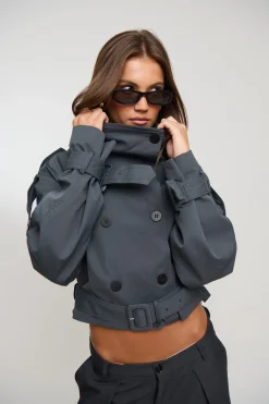 Blanc Cropped Trench Olive