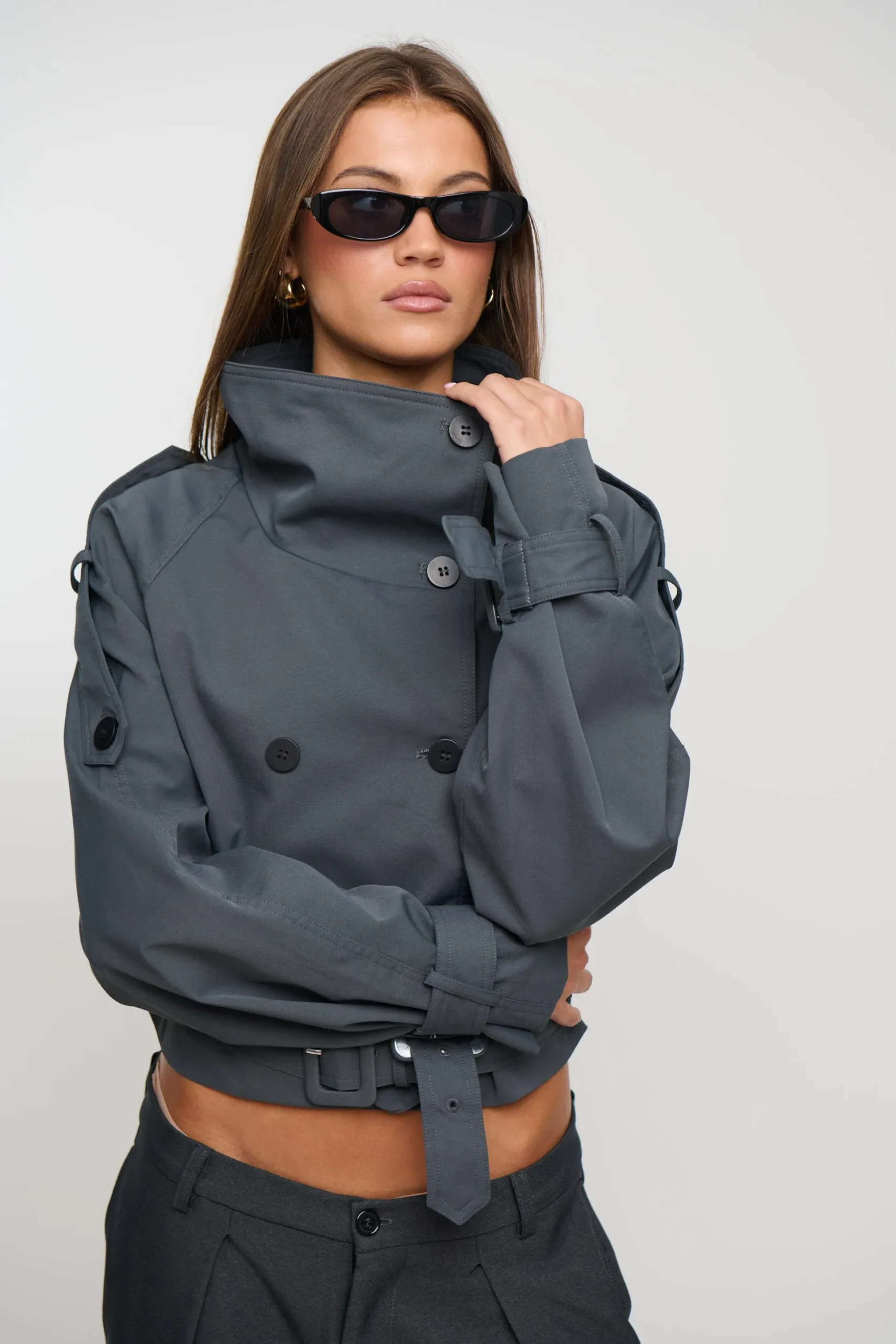 Blanc Cropped Trench Olive
