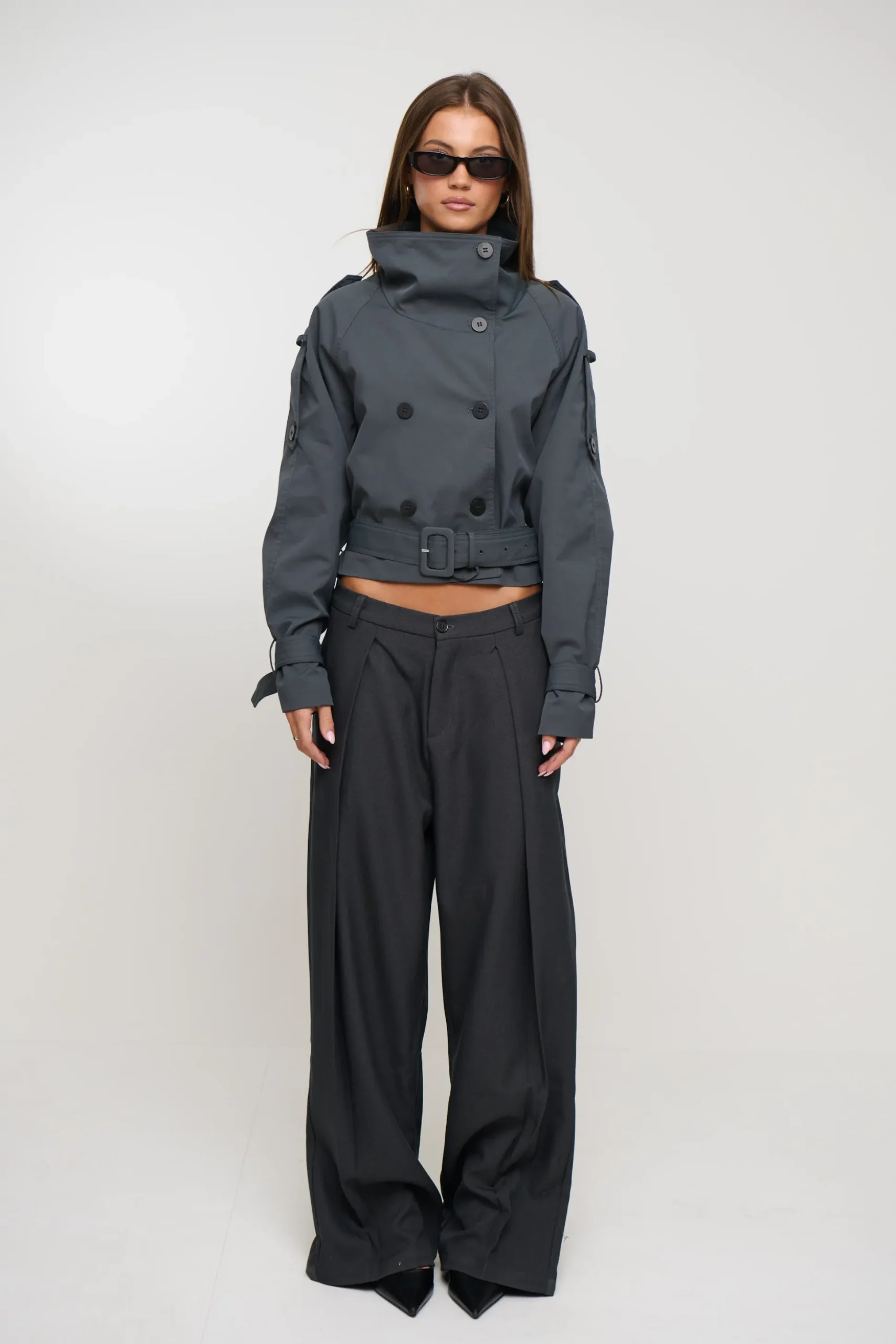 Blanc Cropped Trench Olive