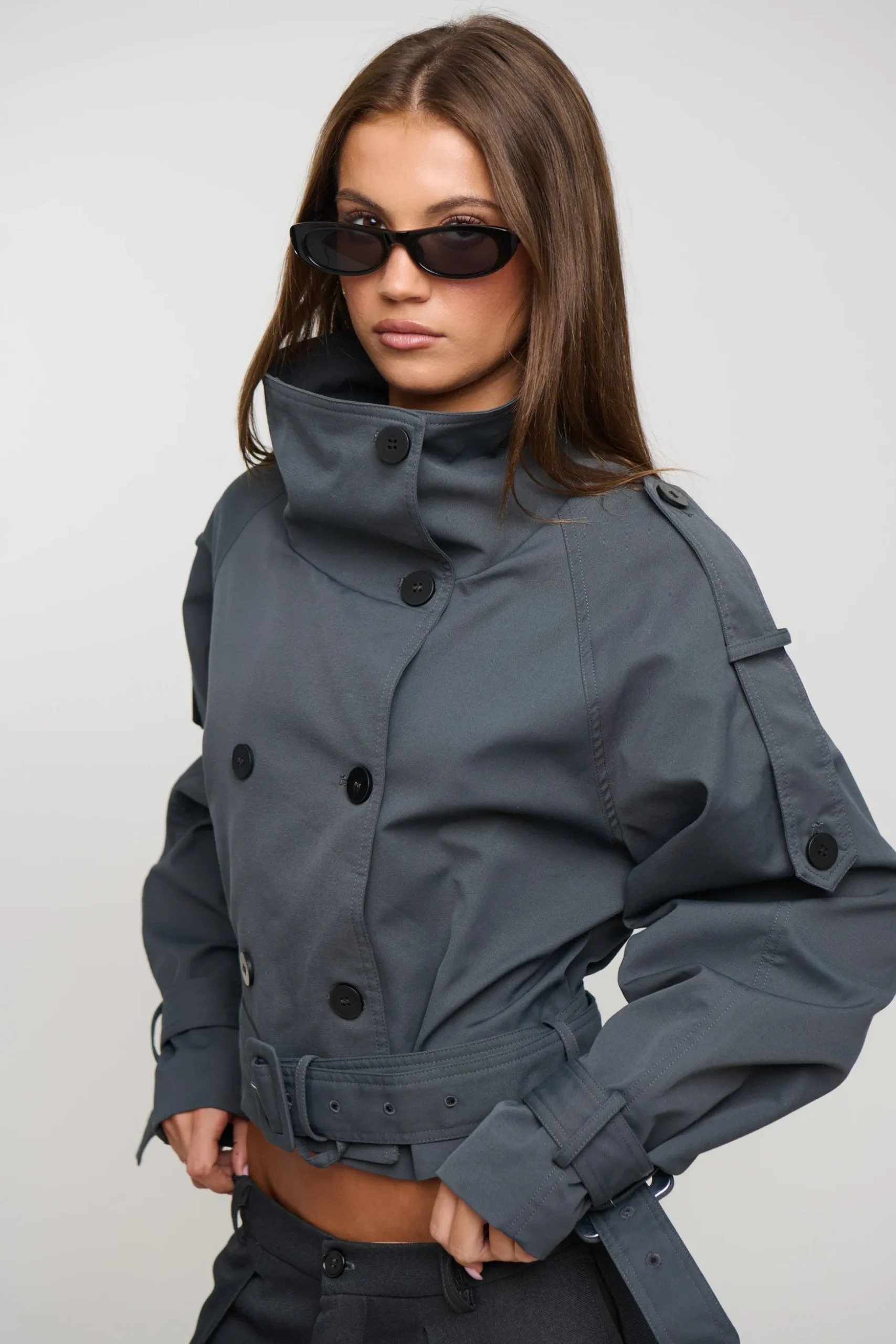 Blanc Cropped Trench Olive