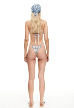 Bloom Bikini Top Beige Plaid