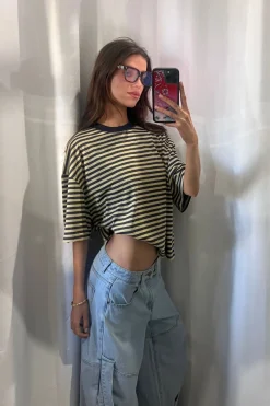 Bloom Short Sleeve Beige Stripe