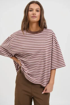 Bloom Short Sleeve Chocolate Blush Stripe