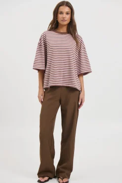 Bloom Short Sleeve Chocolate Blush Stripe