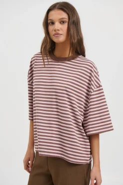 Bloom Short Sleeve Chocolate Blush Stripe
