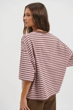Bloom Short Sleeve Chocolate Blush Stripe