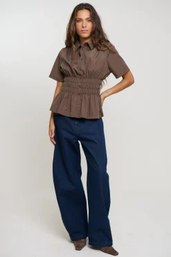 Brooke Short Sleeve Shirt Chocolate