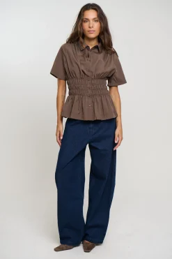 Brooke Short Sleeve Shirt Chocolate