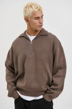 Calin Zip Up Knit Choc