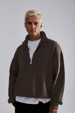 Calin Zip Up Knit Choc